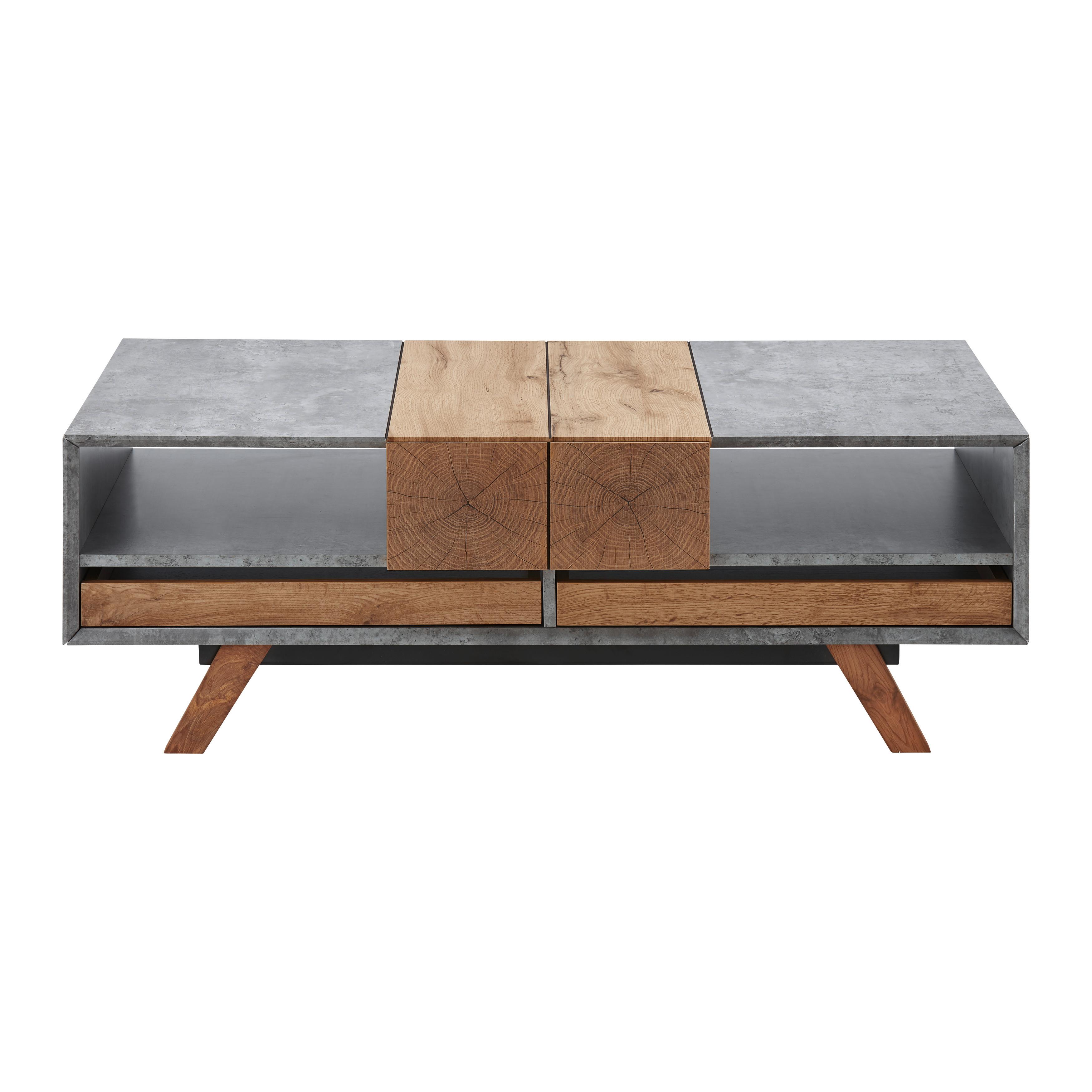 Konferenčný Stolík Casper - farby dubu/sivá, Moderný, drevo (60/120/42cm) - Modern Living