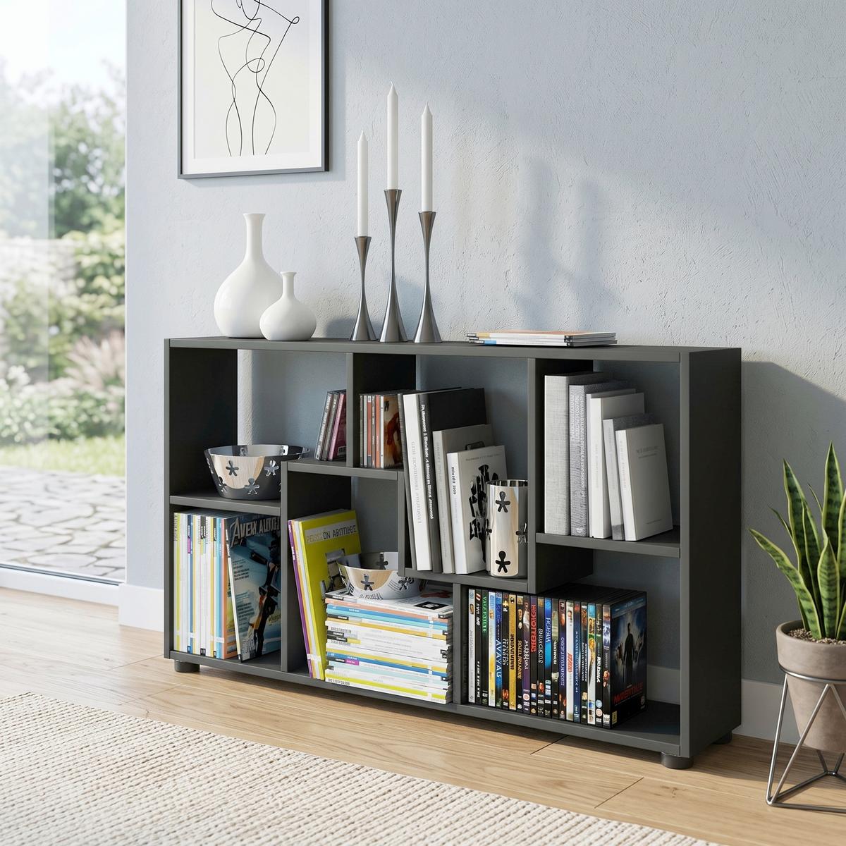 Regál Pintal čierny š: 117cm - čierna, Basics, kompozitné drevo (117/62/20cm) - MID.YOU