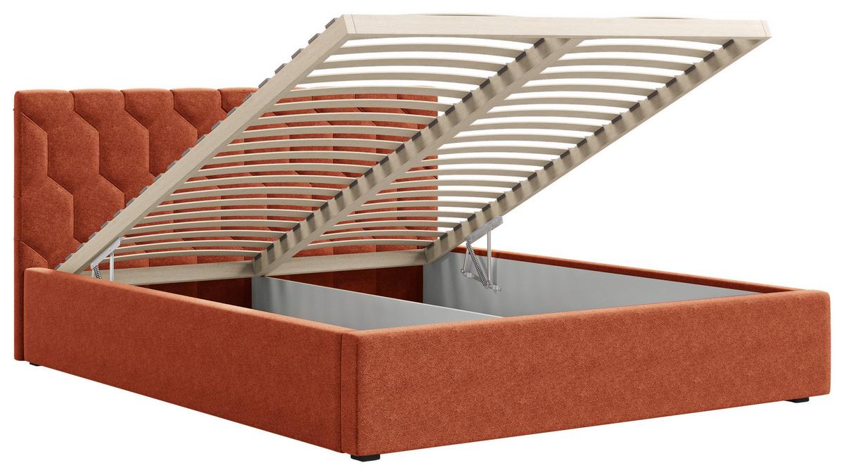 Polsterbett Veronice mit Bettkasten 140x200 - Schwarz/Orange, MODERN, Holz (140/200cm) - Livetastic