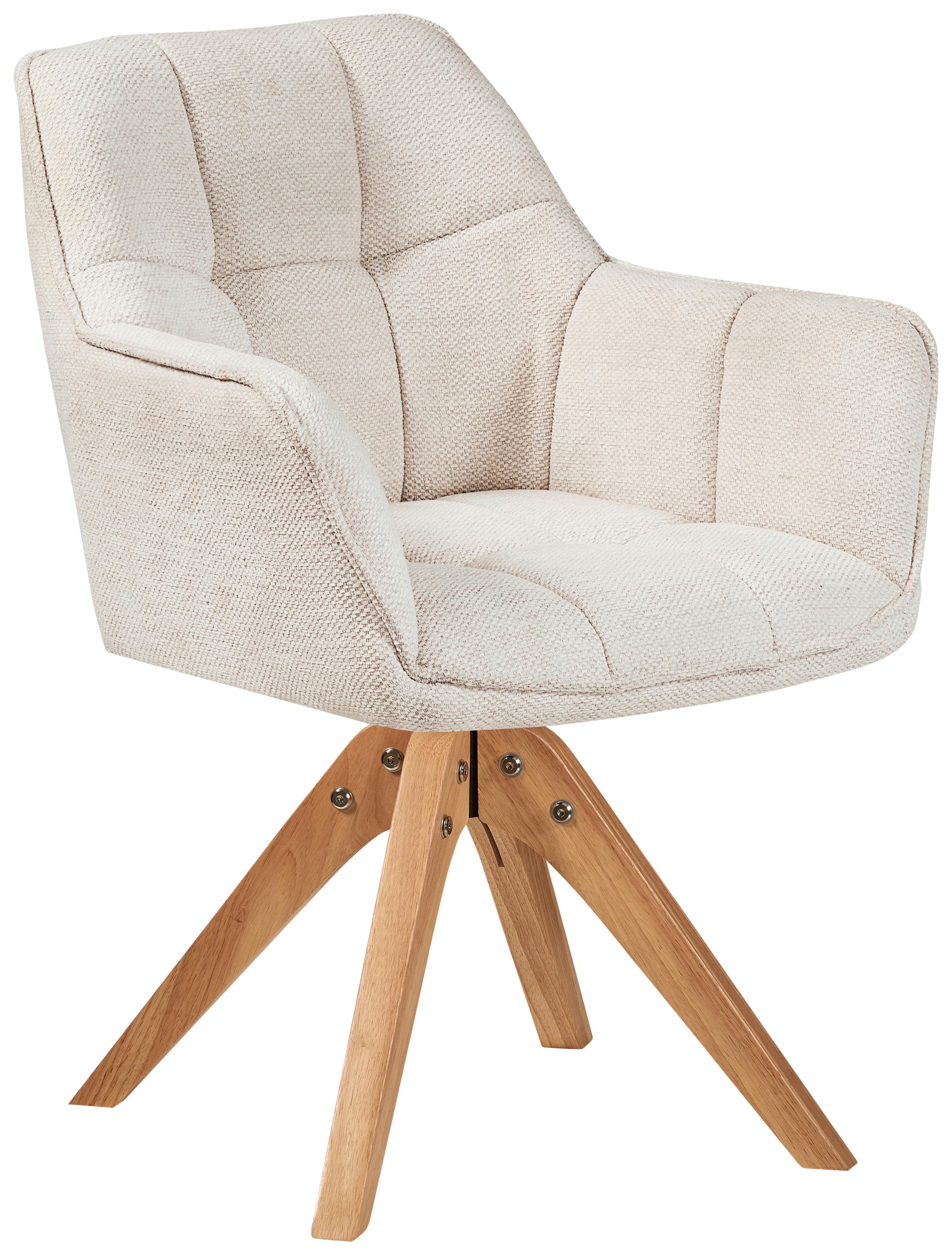 Armlehnstuhl Dian 325 - Hellbraun/Creme, MODERN, Holz/Textil (63/84/61cm) - Kayoom