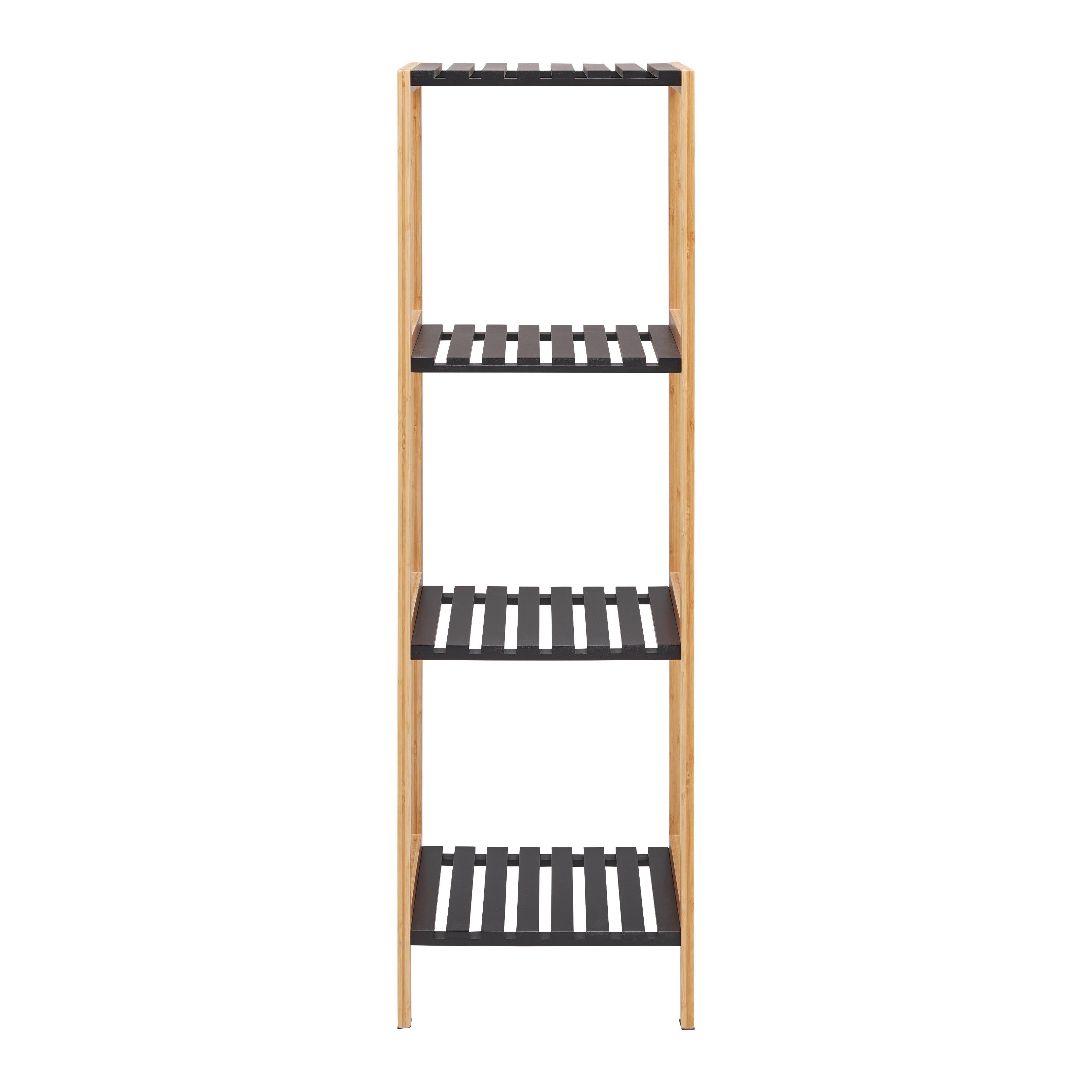 Regál ELSA bambus/čierna - čierna/prírodná farba, Modern, kompozitné drevo/prírodné materiály (34/110/33cm) - Mömax