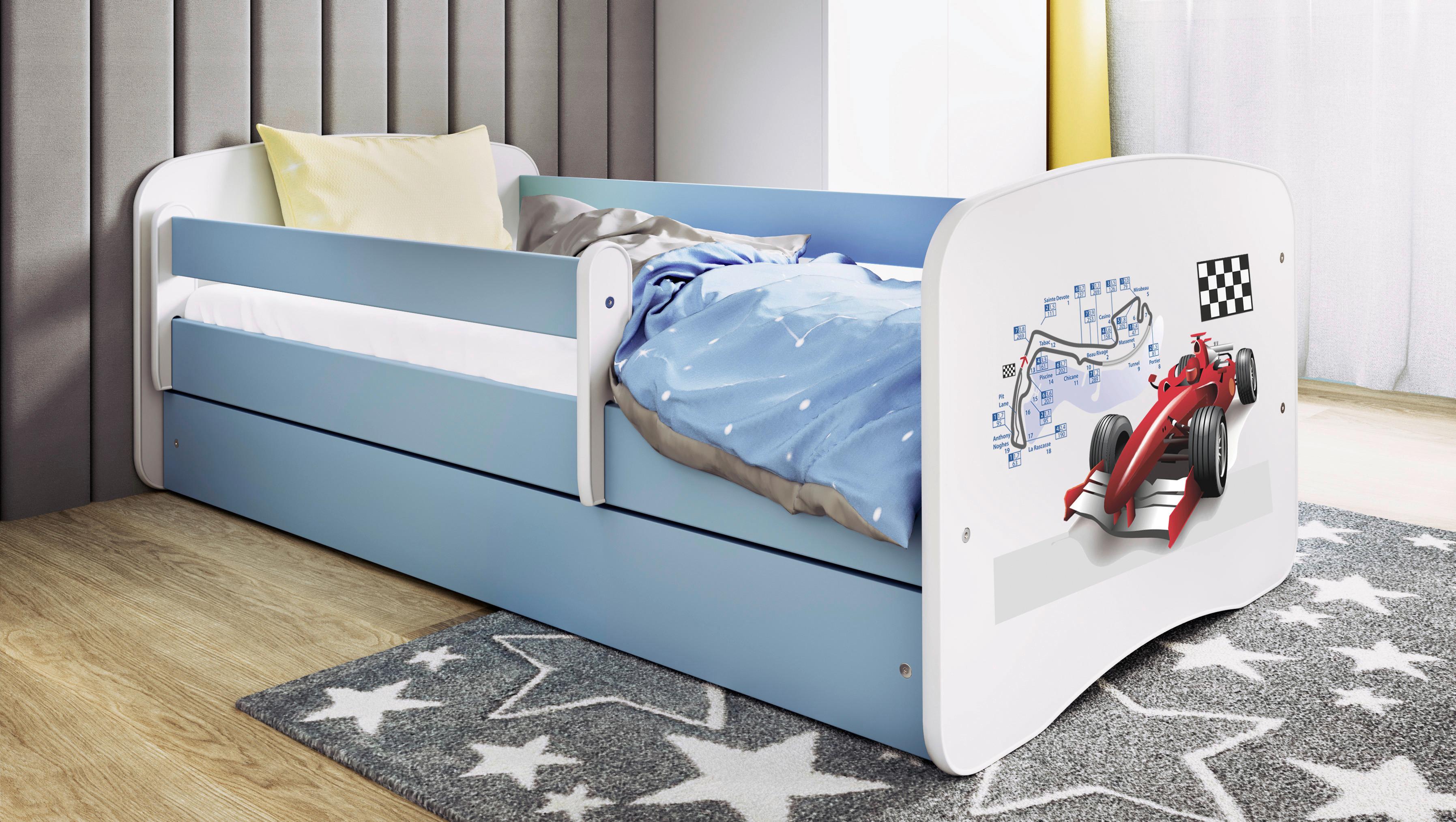 Kinder-/Juniorbett Babydreams inkl. Matratze 80x160 - Blau/Birkefarben, MODERN, Holz/Holzwerkstoff (80/160cm) - MID.YOU