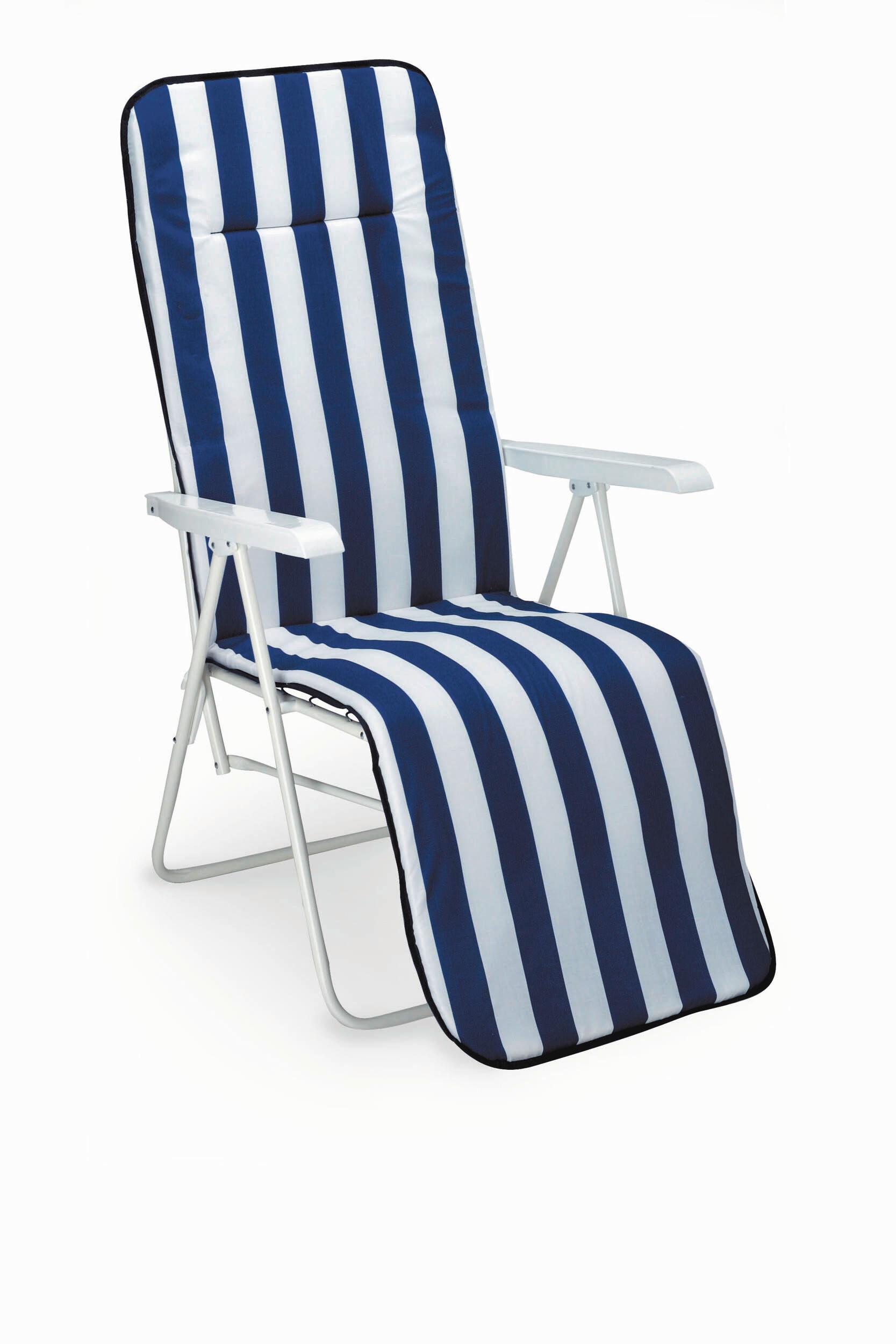 SONNENLIEGE CHIEMSEE – RELAXLIEGE - Blau/Weiß, Basics, Textil/Metall (58/108/75cm) - Gardenson