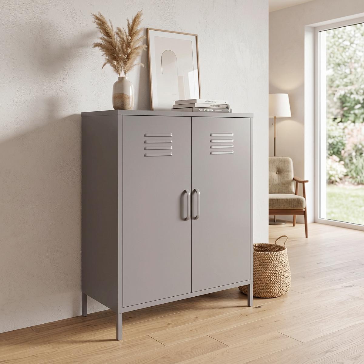 HIGHBOARD Bradford Grau B: 79cm - Grau, Design, Metall (79/100/39cm) - MID.YOU