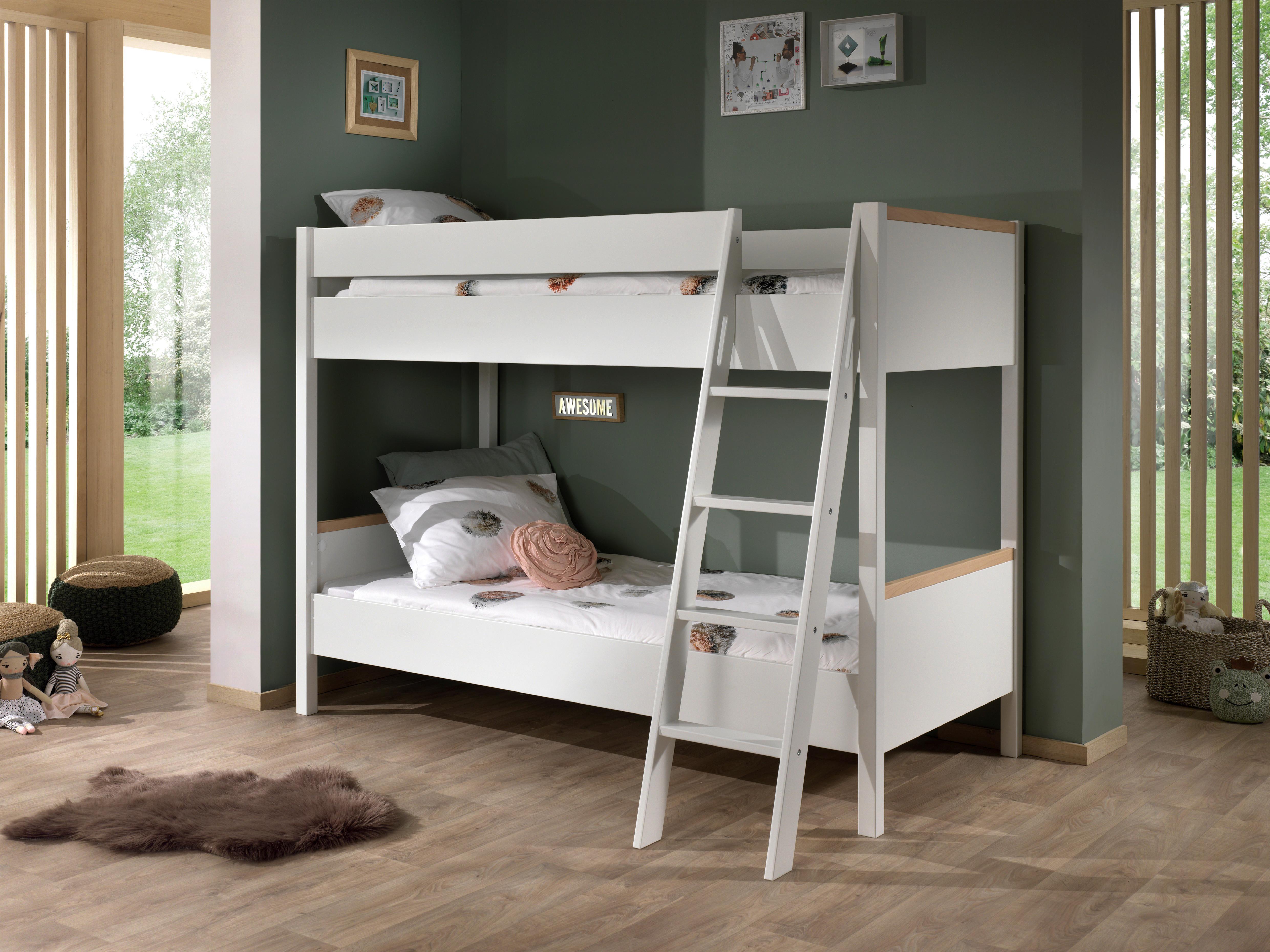 Etagenbett London Weiß 90x200 Cm - Weiß/Naturfarben, MODERN, Holz/Holzwerkstoff (90/200cm) - MID.YOU
