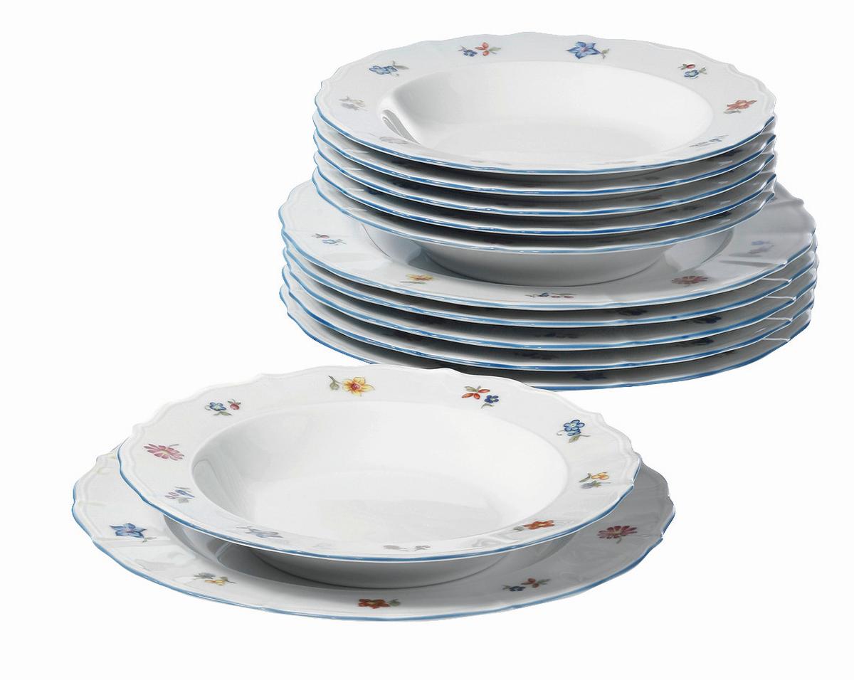 Tafelservice Sonate Porzellan Für 6 Personen, Geschirr Set - Multicolor/Weiß, ROMANTIK / LANDHAUS, Keramik (26/26/15cm) - Seltmann Weiden