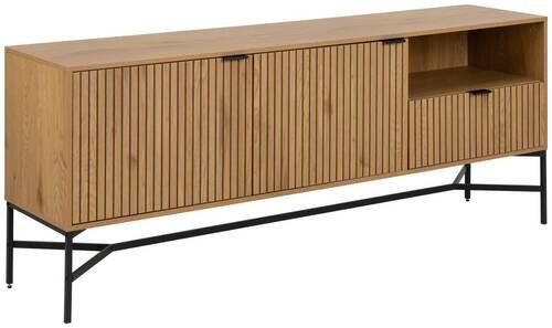 Široká komoda Jaipur š: 180 cm - čierna/farba duba, Design, kov/kompozitné drevo (180/70/40cm)
