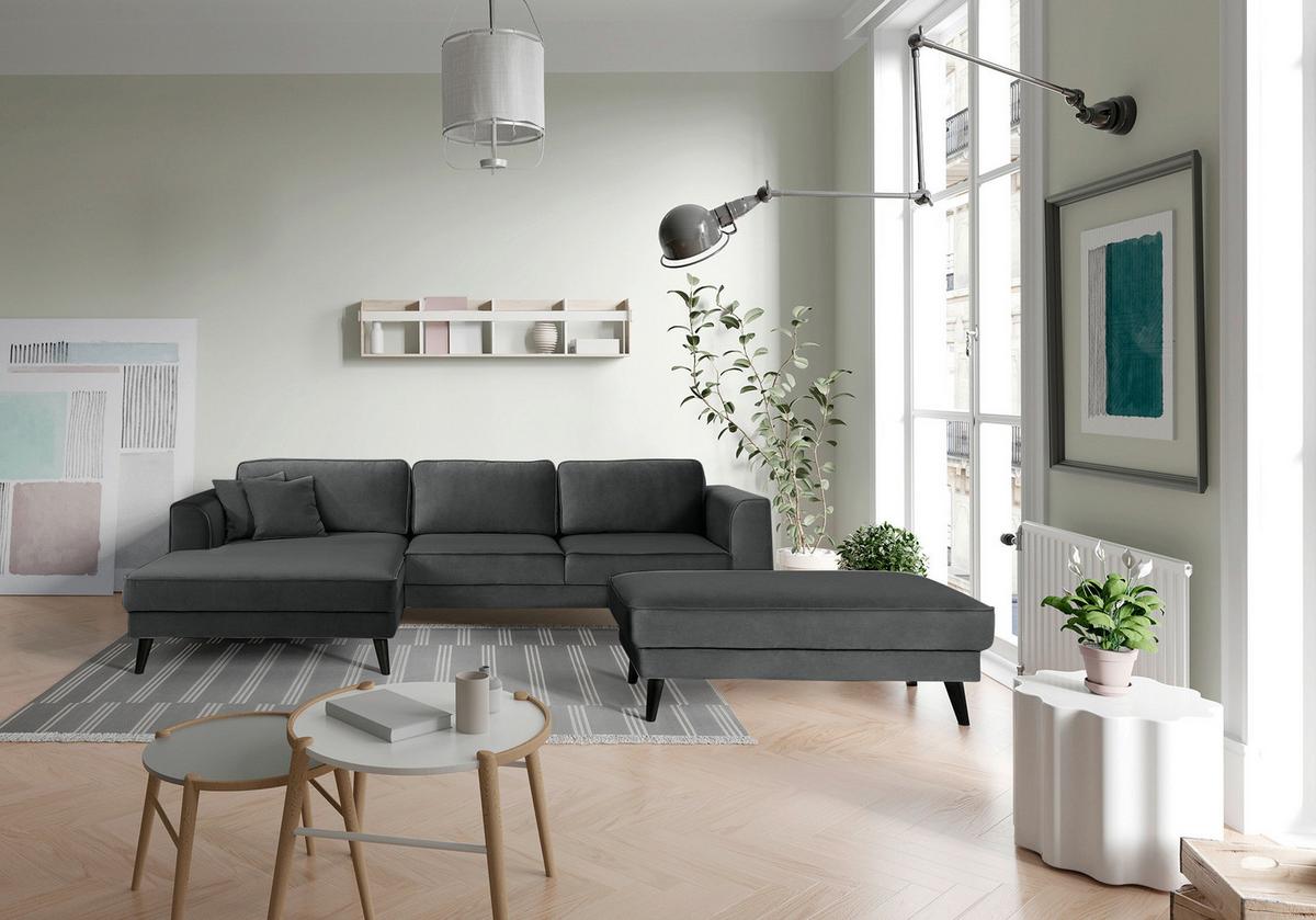 Ecksofa mit Schlaffunktion Lumber Jack Anthrazit - Wengefarben/Anthrazit, MODERN, Textil (167/277cm) - Trendmanufaktur