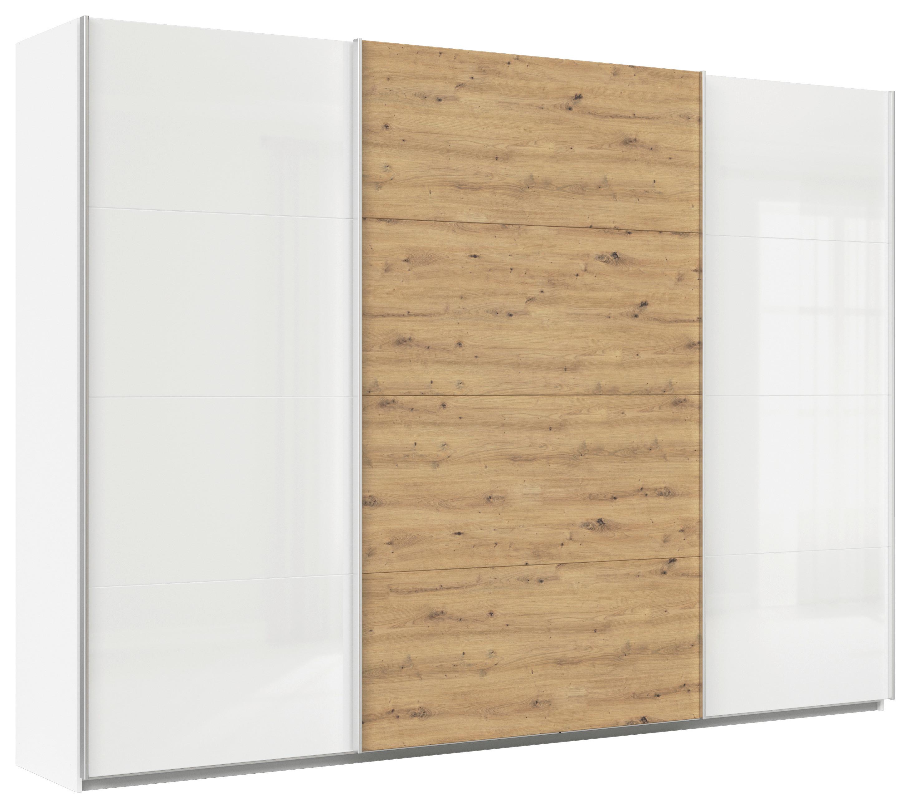 Schwebetürenschrank B: 315cm Feldkirch Weiß/Eiche Dekor - Weiß Hochglanz/Eiche Artisan, MODERN, Holzwerkstoff (315/229/62cm)