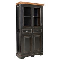 VITRINE Honig/Schwarz B: 90cm - Schwarz/Honig, Design, Glas/Holz (90/180/40cm) - MID.YOU