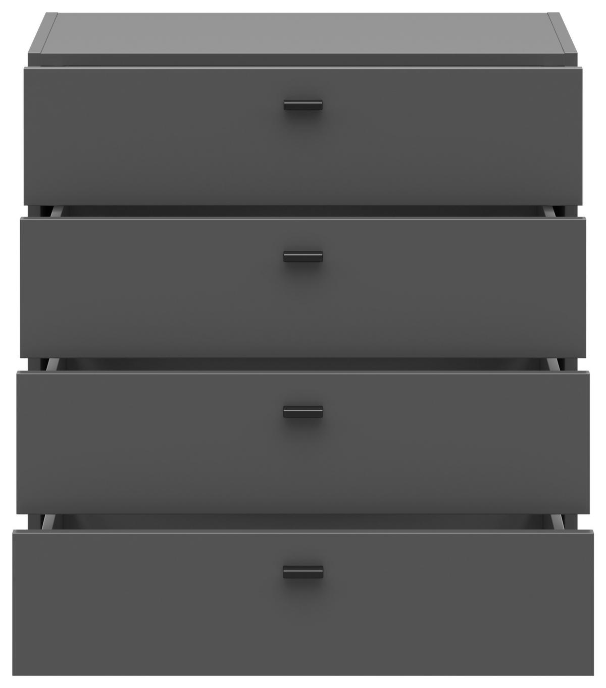 Wohnzimmer Stapelprogramm 64 Sixty-Four ,kommode 4 Laden - Schwarz/Graphitfarben, Trend, Holzwerkstoff (64/64/35cm)