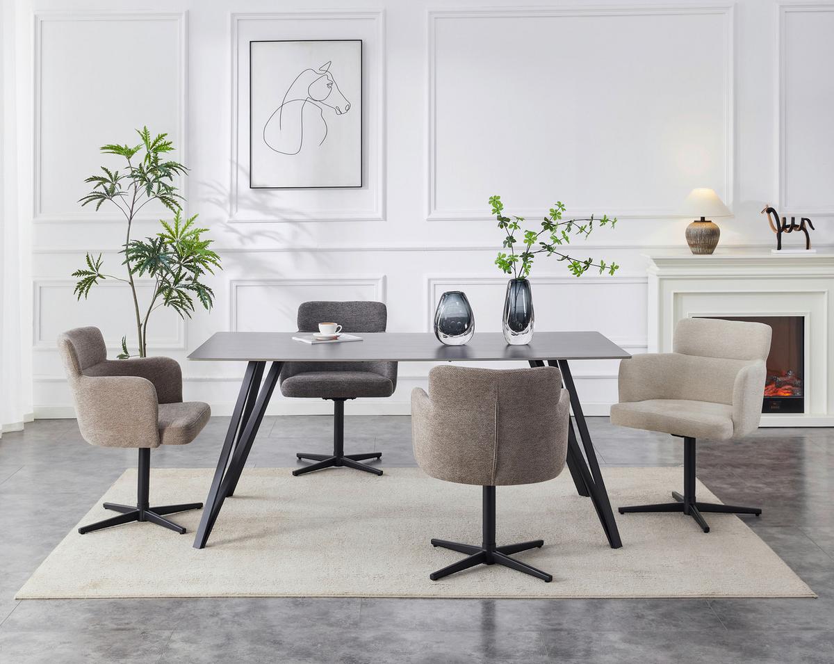 Armlehnstuhl Matteo Webstoff Anthrazit, B: 58,5 cm - Anthrazit/Schwarz, KONVENTIONELL, Holz/Textil (58,5/85/63cm) - Livetastic