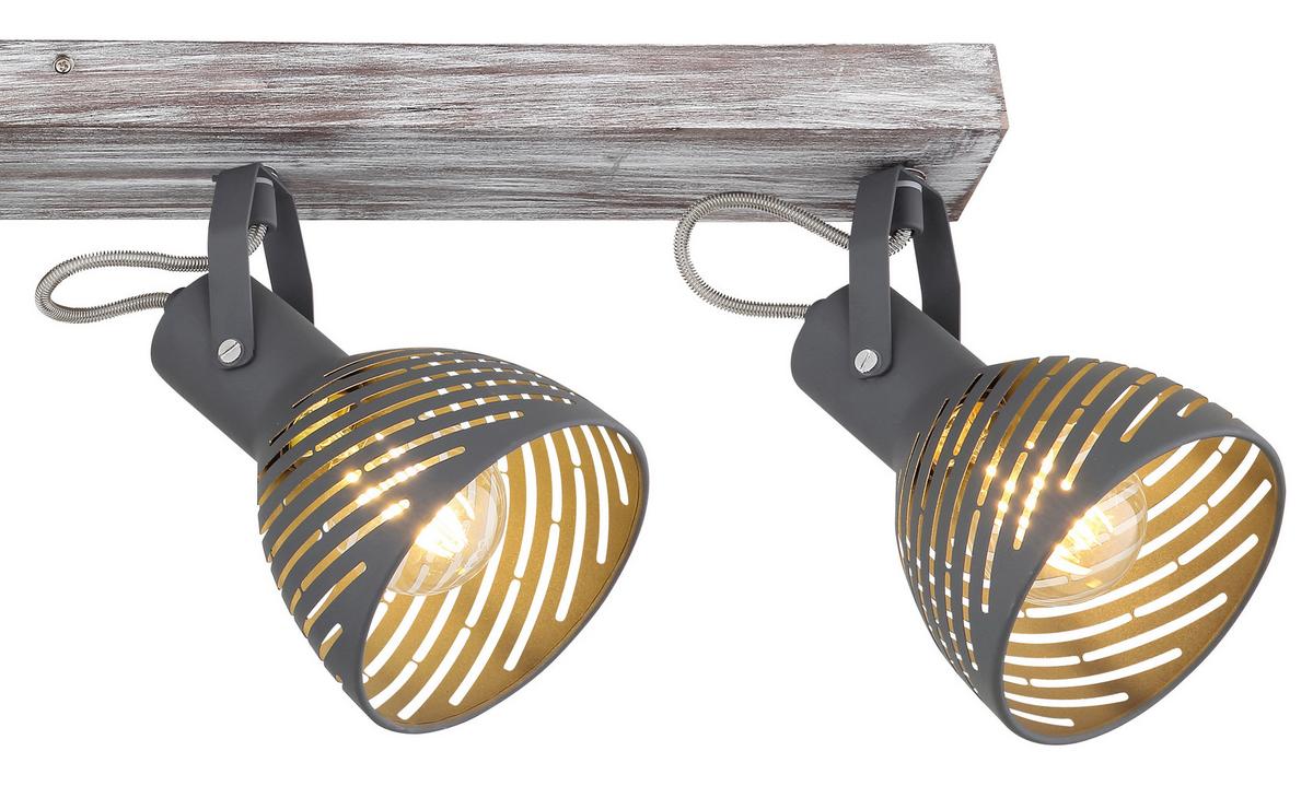 Strahler 4-Flammig verstellbar L: 80 cm - Blau/Naturfarben, Basics, Holz/Metall (80/12,5/25cm) - Globo
