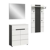 Garderobe Canu 3-Teilig Grau/Weiß B: 175 cm - Weiß/Grau, Design, Holzwerkstoff (175/190/37cm) - Livetastic