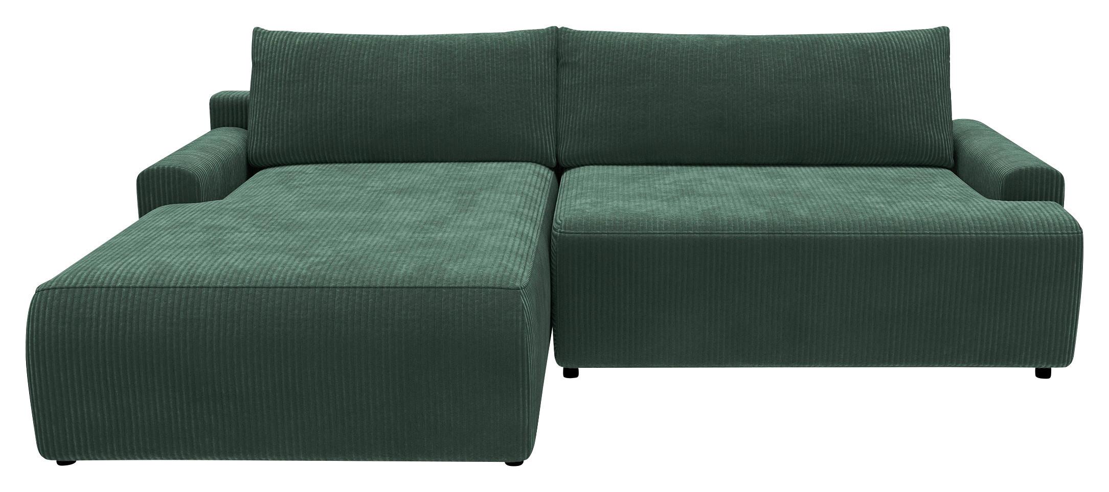 Eckschlafsofa Prag, Dunkelgrün S: 167x253 cm - Dunkelgrün/Schwarz, MODERN, Textil (167/253cm) - Trendmanufaktur