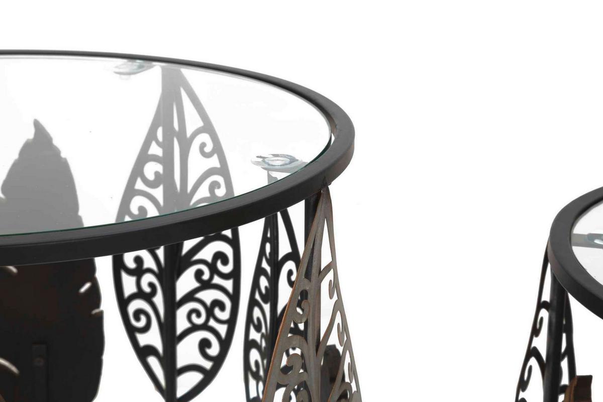 Couchtisch Ferro Legno Foglie Goldfarben, Grautöne B: 38 Cm - Goldfarben/Grau, Basics, Glas/Holzwerkstoff (38/55/38cm)