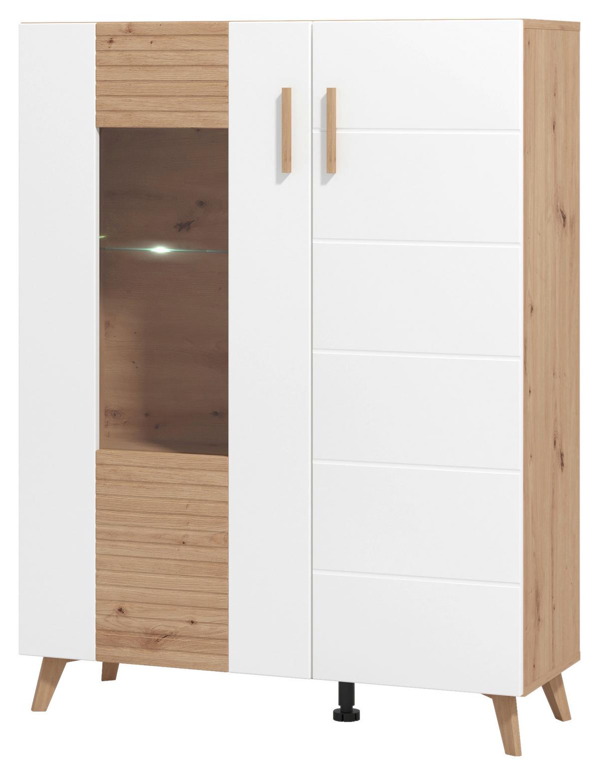 Vitrin Bretagne 2 Ajtó - tölgyfa színű/fehér, Modern, faalapú anyag (96/125,5/35cm) - Best Price