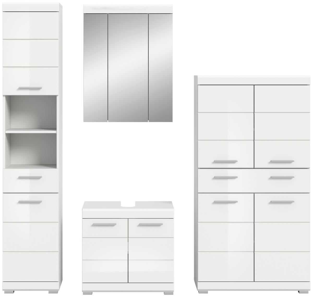 Badezimmer Scout Weiß B: 171 cm - Weiß Hochglanz/Silberfarben, MODERN, Glas/Holzwerkstoff (171cm) - MID.YOU