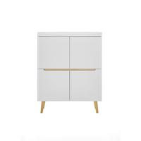 Highboard Svante Torge Weiß/Eichefarben B: 107 cm - Eichefarben/Weiß, Design, Holzwerkstoff (107/134/40cm) - MID.YOU