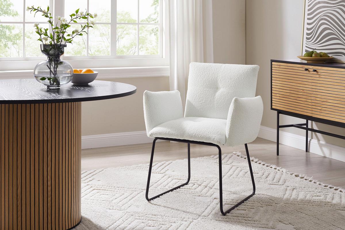 Armlehnstuhl Weiß B: 73,5 Cm - Schwarz/Weiß, MODERN, Textil/Metall (73,5/87/64,5cm) - Livetastic