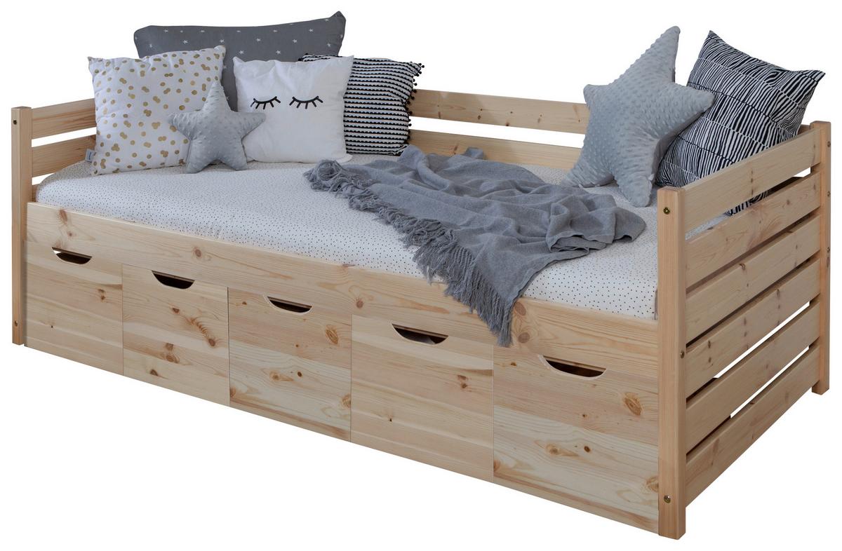 Stauraumbett Naomi - Naturfarben, MODERN, Holz (90/200cm) - MID.YOU