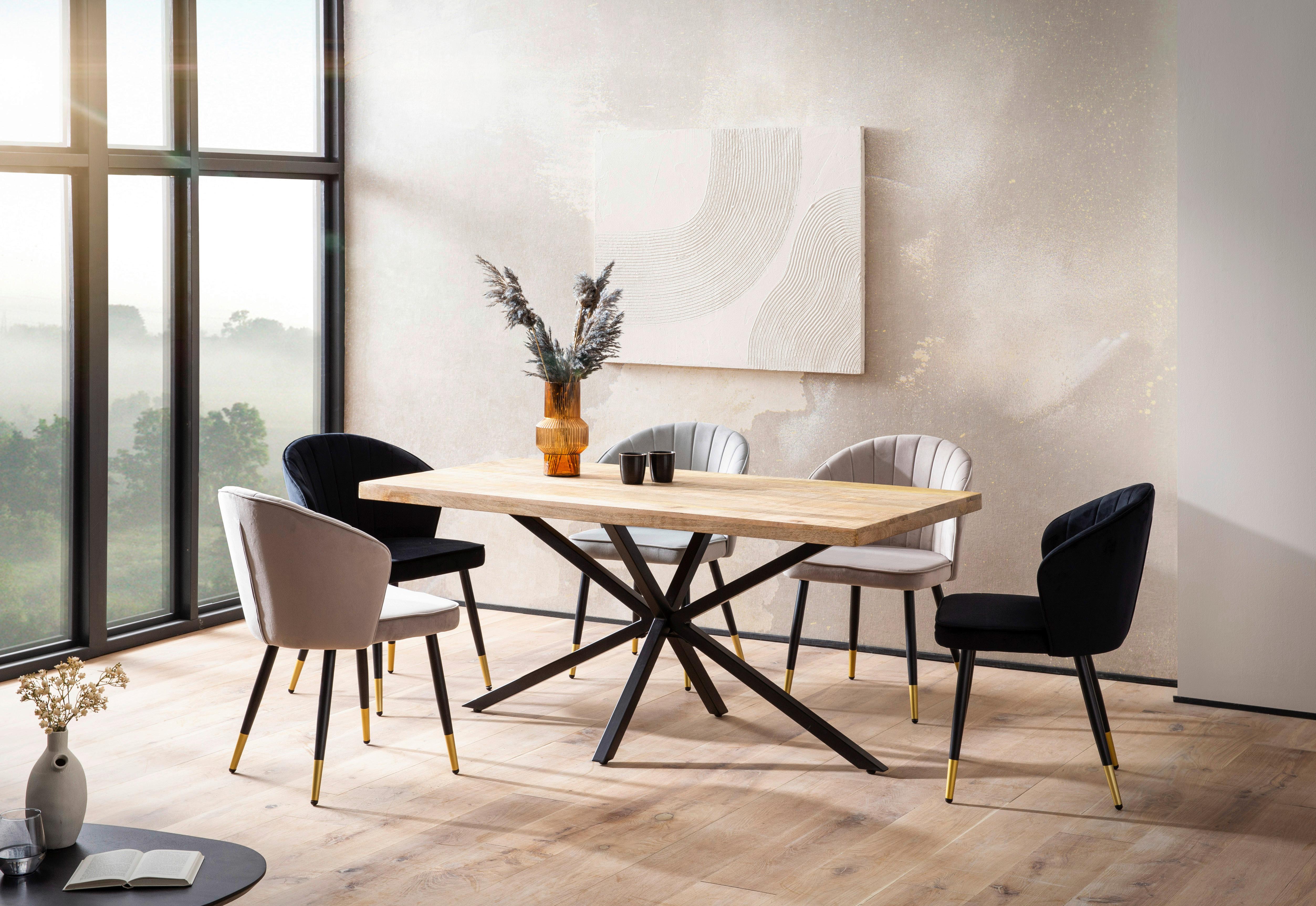 Esstisch Braun L: 180 cm - Schwarz/Braun, Design, Holz/Metall (180/90/76cm) - MID.YOU