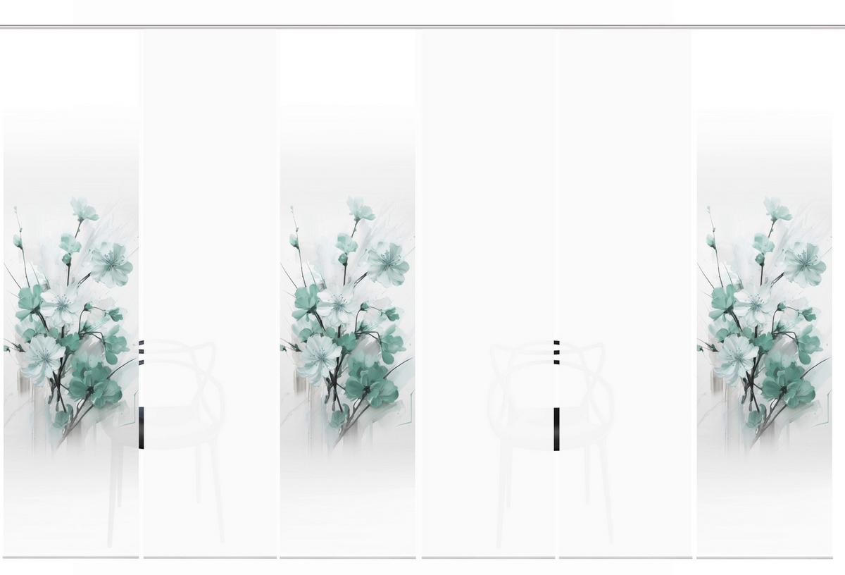 Flächenvorhang Lotus 6er Set - Weiß/Mintgrün, Natur, Textil (60/245cm)