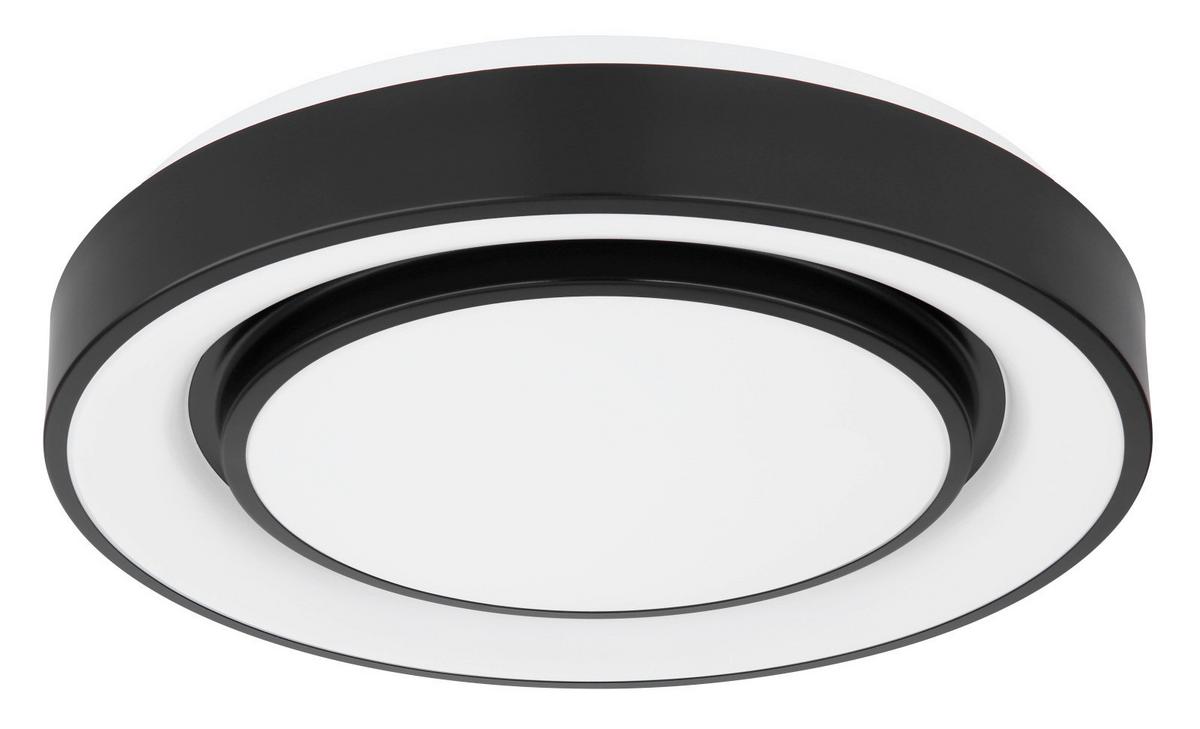 LED-Deckenleuchte Sully Ø 38 cm mit Memory-Funktion - Opal/Schwarz, Design, Kunststoff/Metall (38/7.5cm) - Globo