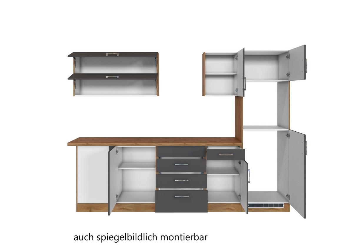 Eckküche Winkelblock Ohne Geräte 270x210 Cm Anthrazit - Eichefarben/Anthrazit, MODERN, Holzwerkstoff (210/270cm) - Held