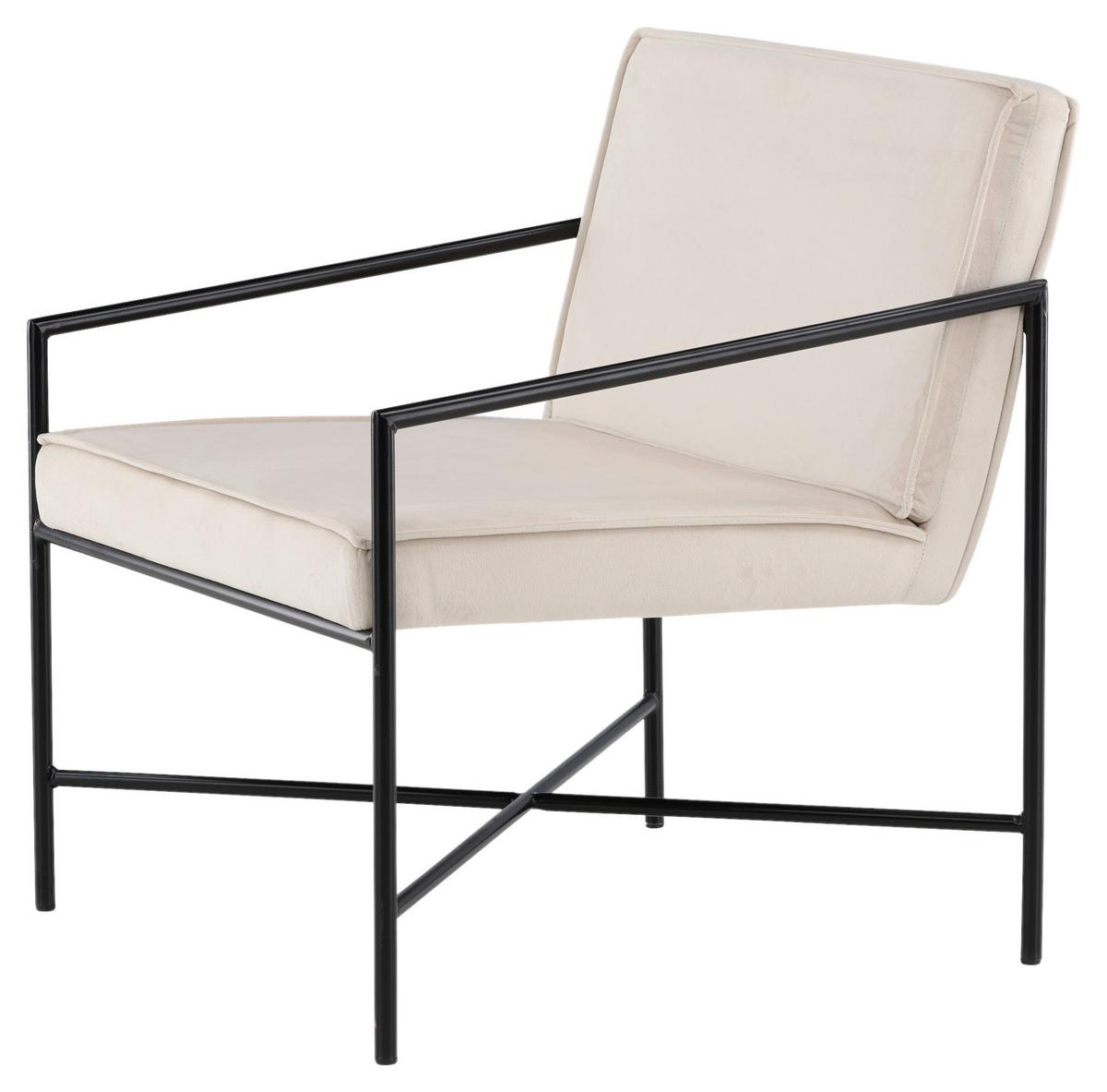 Sessel Rakel - Beige/Schwarz, Design, Textil/Metall (66/78/65cm) - Livetastic