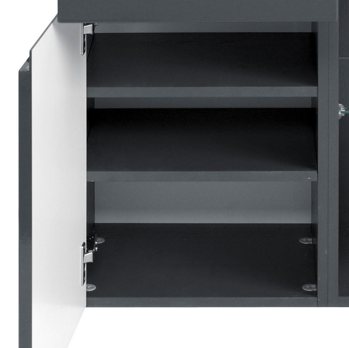 Midischrank Mit Soft-close Cardiff 65cm, Graphit Dekor - Graphitfarben, Design, Holzwerkstoff (65/130/35cm) - Held