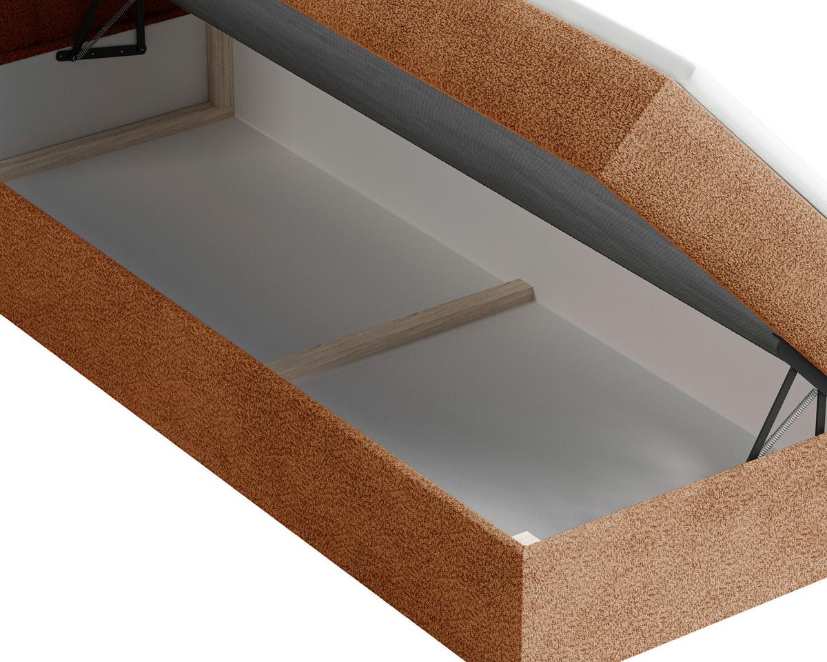 Boxbett Paris mit Topper 140x200 - Terracotta/Schwarz, MODERN, Holz/Kunststoff (140/200cm) - Livetastic