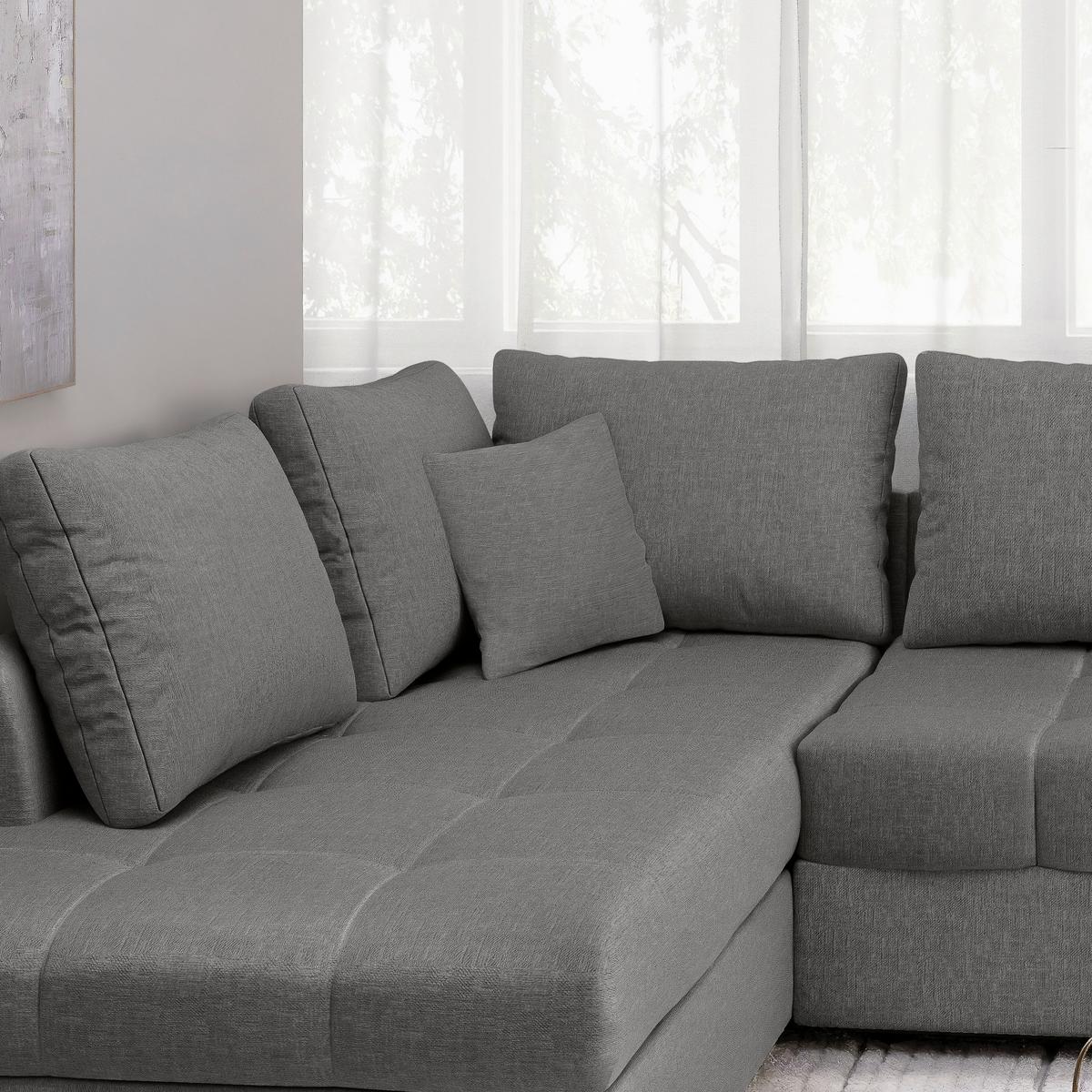 Eckschlafsofa Alvito Graubraun S: 202x298 Cm - Graubraun/Schwarz, MODERN, Textil (202/298cm) - MID.YOU