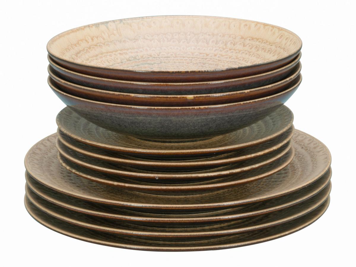 Tafelservice Neapel Sand Steinzeug, 4 Pers., 12-teilig - Sandfarben/Braun, Basics, Keramik - Creatable