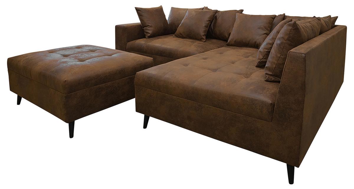 Ecksofa Pruno, Braun S: 247x174 Cm - Schwarz/Braun, Design, Textil (247/174cm) - MID.YOU