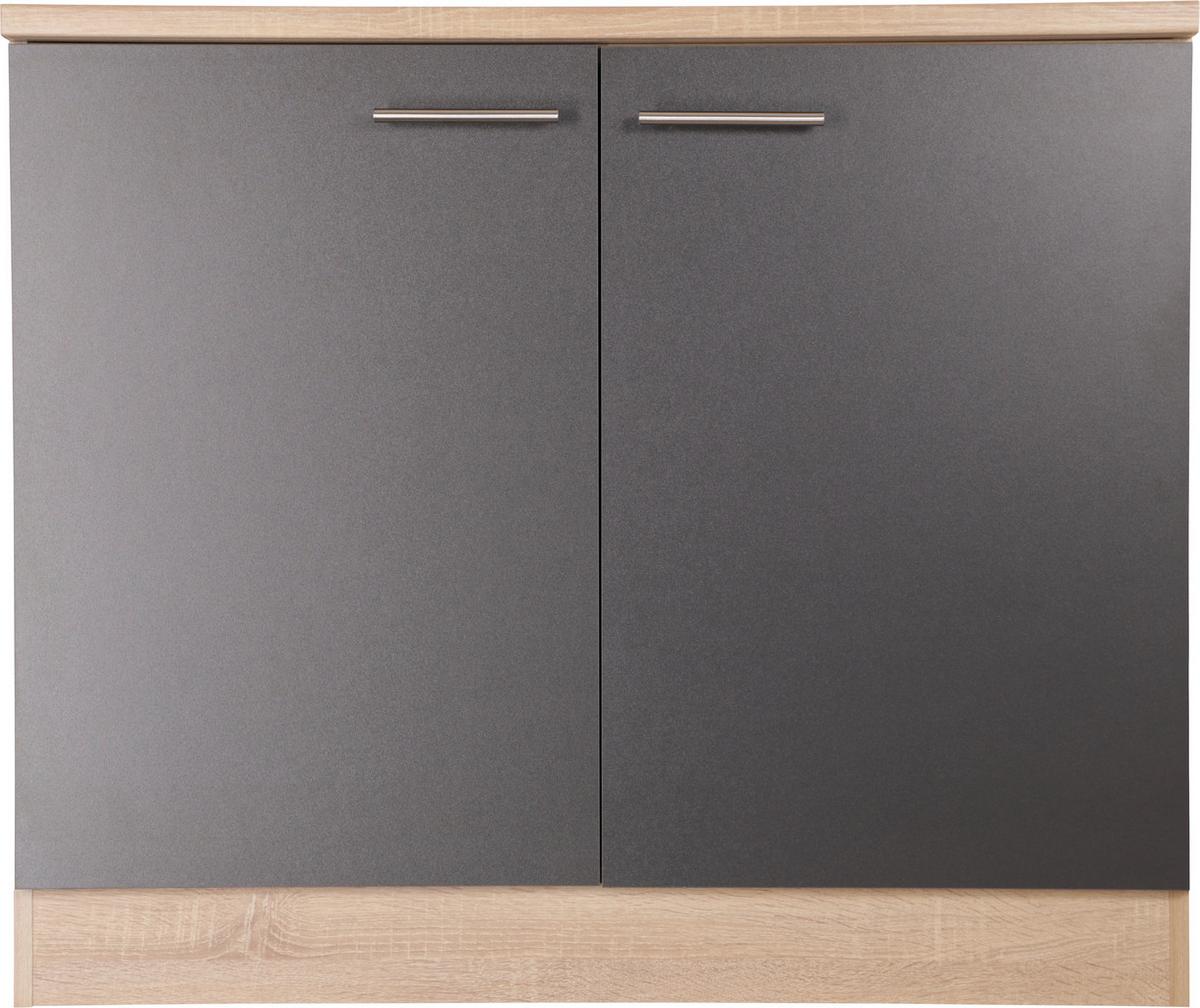 Spülenunterschrank Merle Grau/Eiche Dekor B:100cm - Eichefarben/Grau, Basics, Holzwerkstoff (100/84,8/60cm) - Respekta