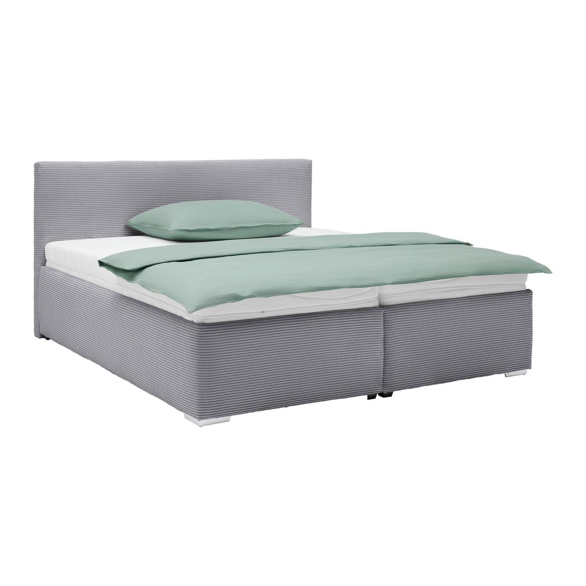 Čalúnená posteľ LESIA 180x200cm, poťah tmavosivá - biela/chrómová, Konventionell, kompozitné drevo/textil (180/200cm)