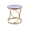 Beistelltisch mit Glasplatte Weyda Grau/Kupfer - Grau, Basics, Glas/Metall (40/40/42cm) - Kayoom