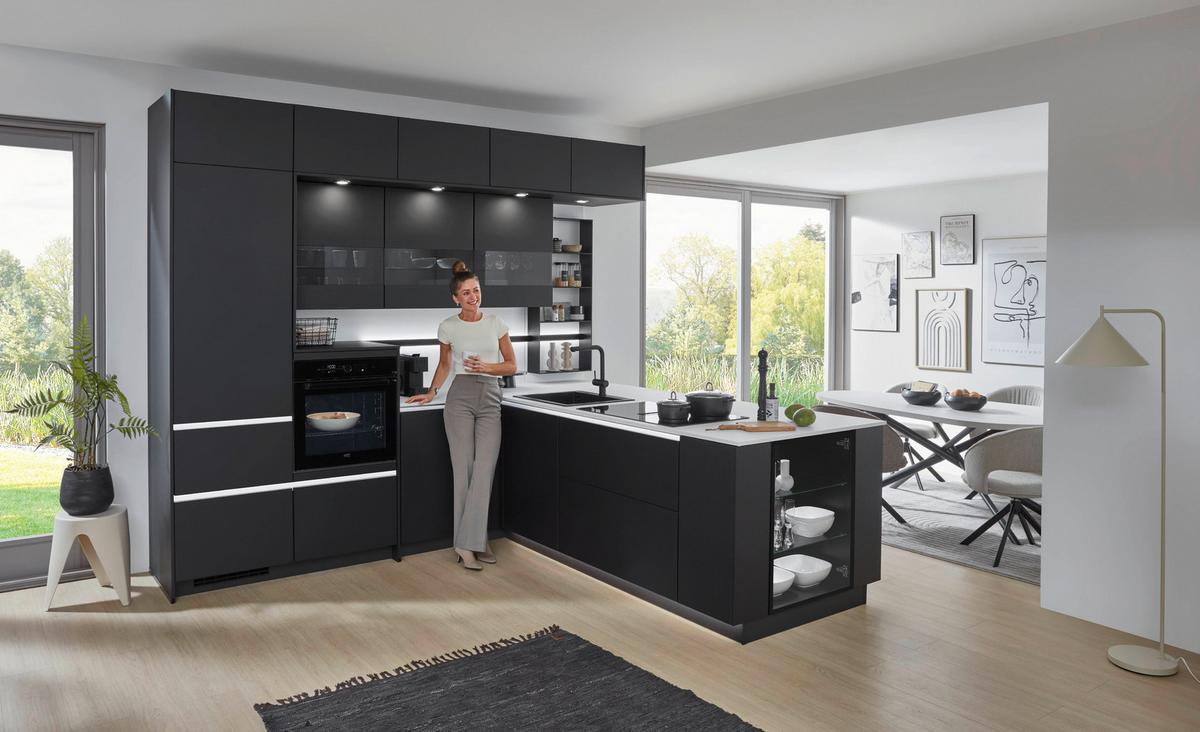 Eckküche Eastbourne - Schieferfarben/Graphitfarben, MODERN, Holzwerkstoff (303,2/264,5cm) - Vertico