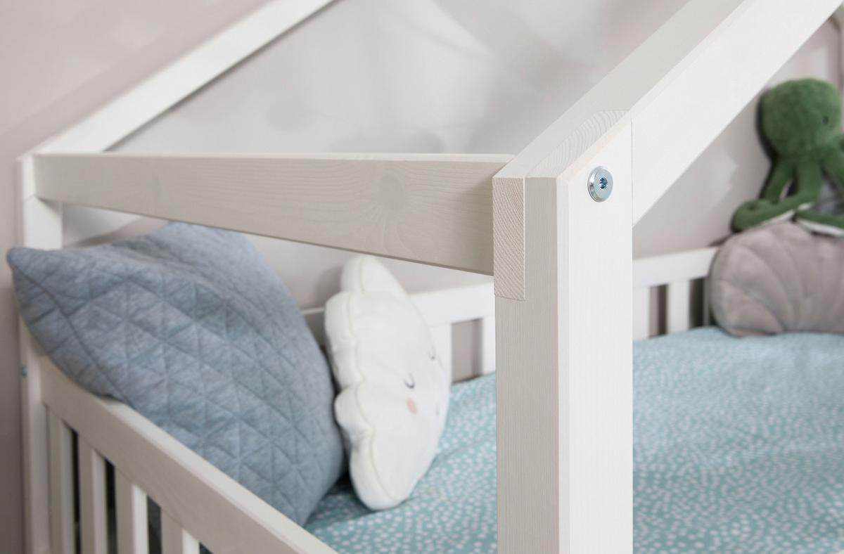 Hausbett Lou Bettkasten Weiß B: 120 cm - Weiß/Naturfarben, MODERN, Holz (120/200cm) - MID.YOU
