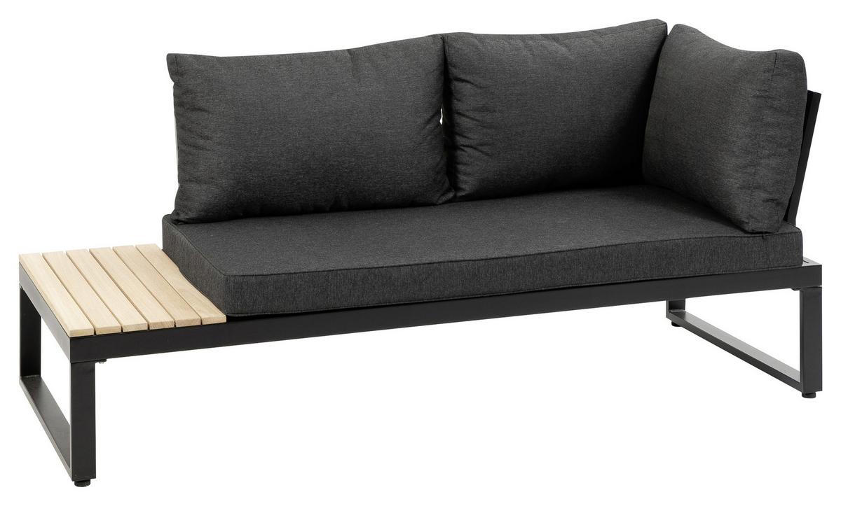 Loungegarnitur 3-Tlg Rio Echtholz/Metall mit Kissen - Anthrazit/Braun, MODERN, Holz/Textil (178/68/228,5cm) - Gardenson