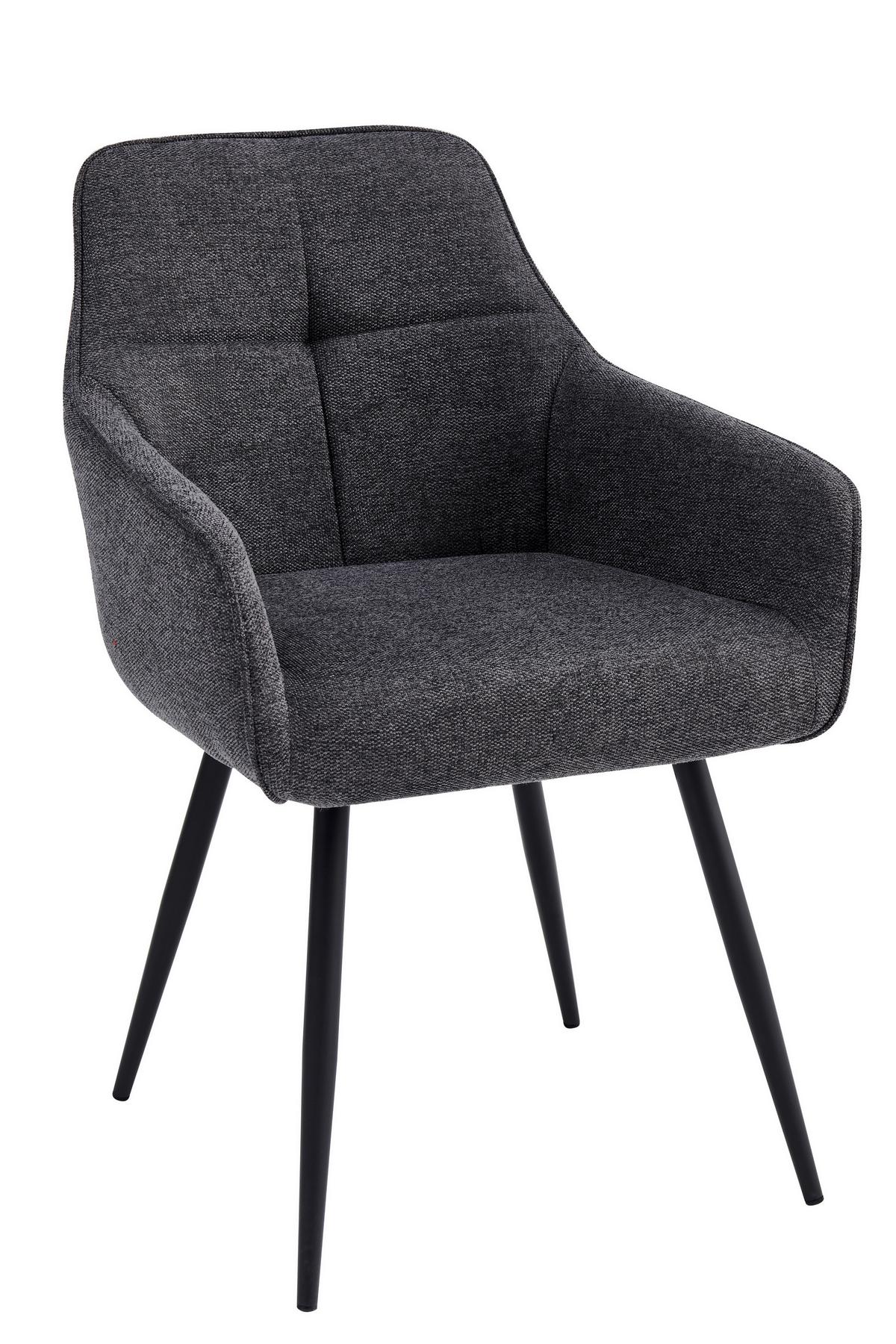 Armlehnstuhl-Set Verona I S 2er-Set - Anthrazit/Schwarz, MODERN, Textil/Metall (53/85/62cm) - MID.YOU