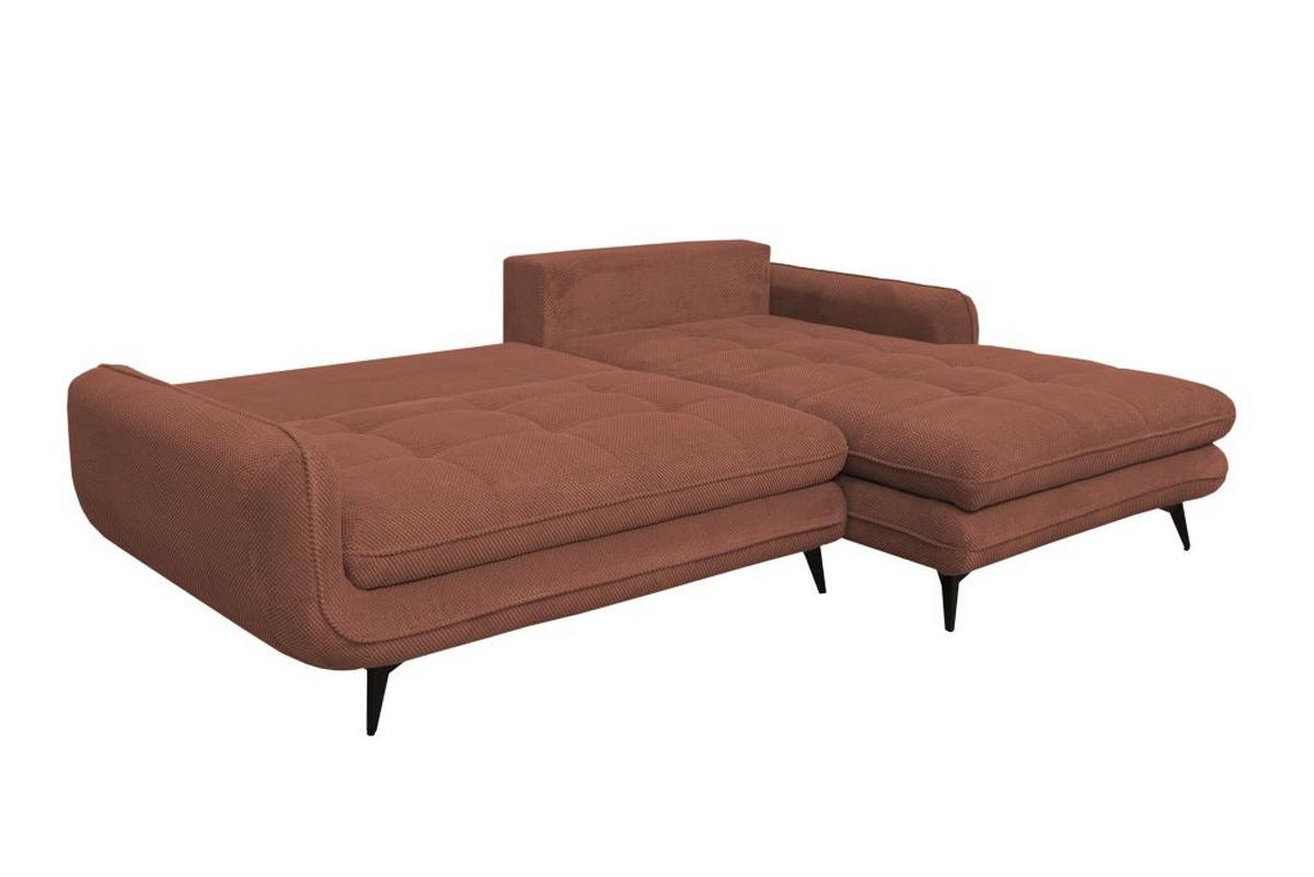 Rohová sedačka WAVE, pravá, indická růžová - starorůžová/černá, Moderní, kov/textil (266/189cm)