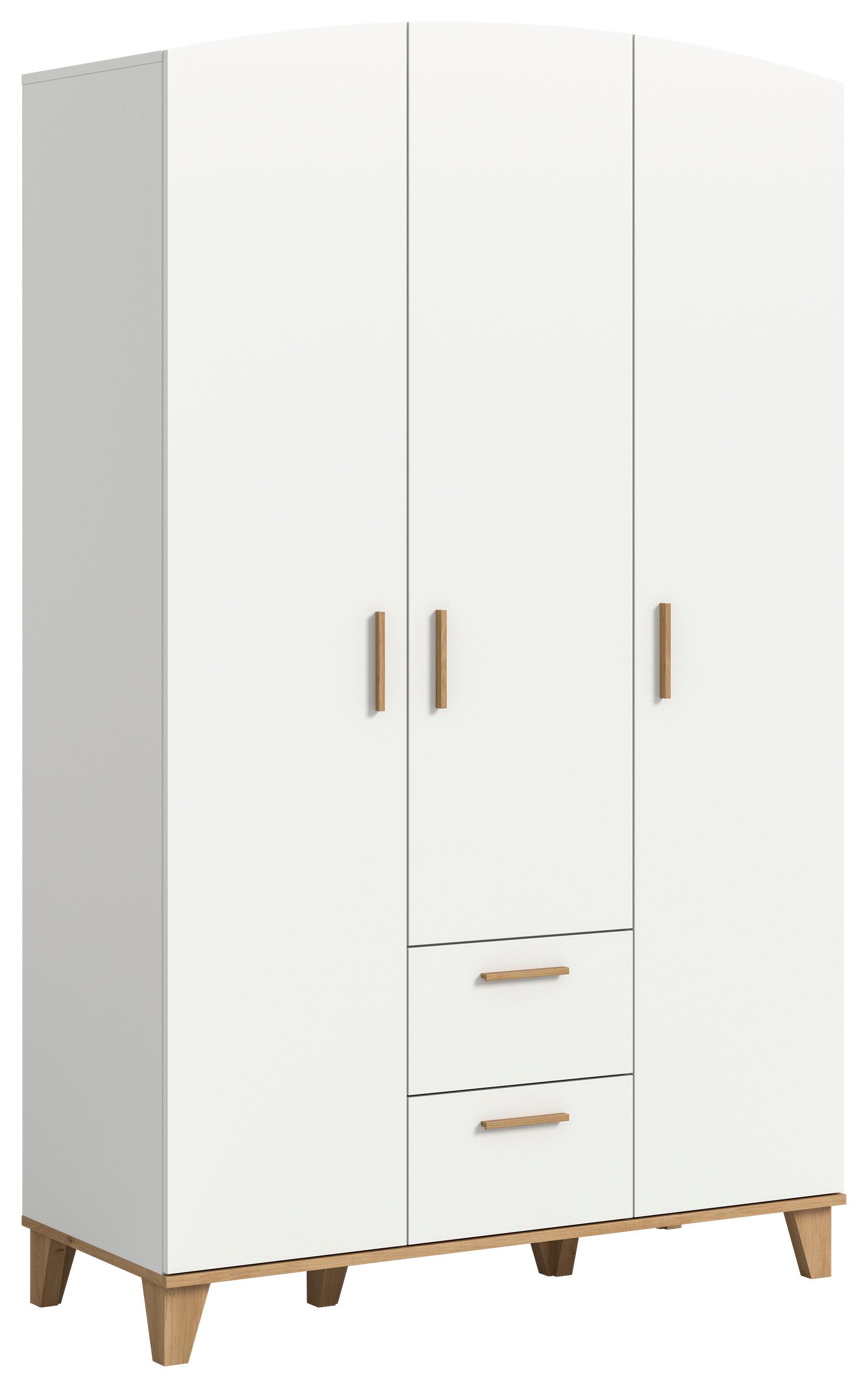 Drehtürenschrank Stella Eiche Dekor/Weiß B: 122cm - Weiß/Eiche Artisan, ROMANTIK / LANDHAUS, Holzwerkstoff (122/198/51cm) - Livetastic