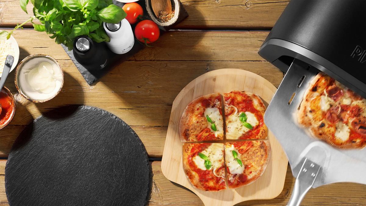 Pizzaofen Pizza Mio+ - Schwarz, KONVENTIONELL, Metall (45/28/42,5cm) - Trisa Electronics