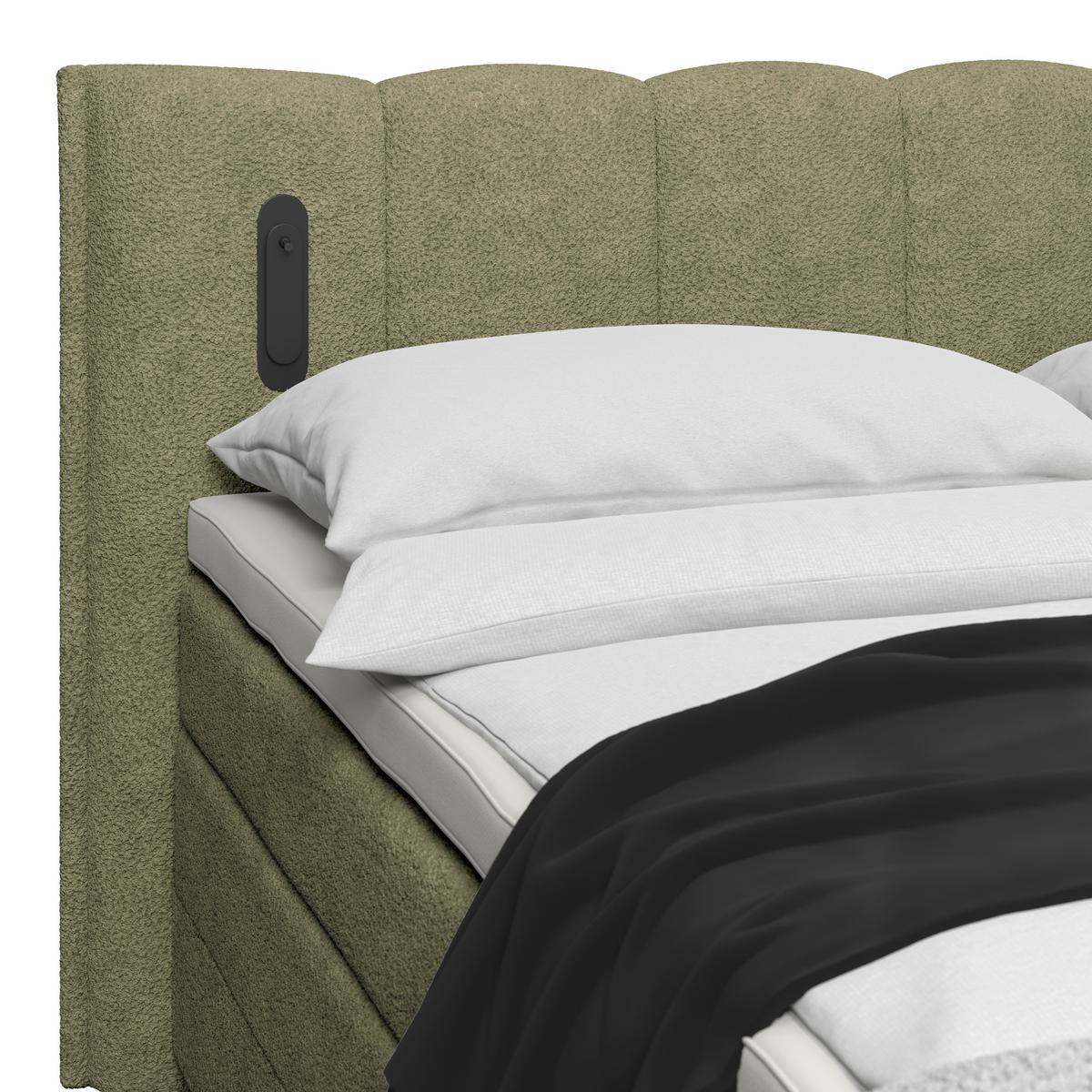 Boxspringbett Elysia inkl. Bettkasten 200x200 - Schwarz/Grün, Trend, Holz/Holzwerkstoff (200cm) - Luca Bessoni