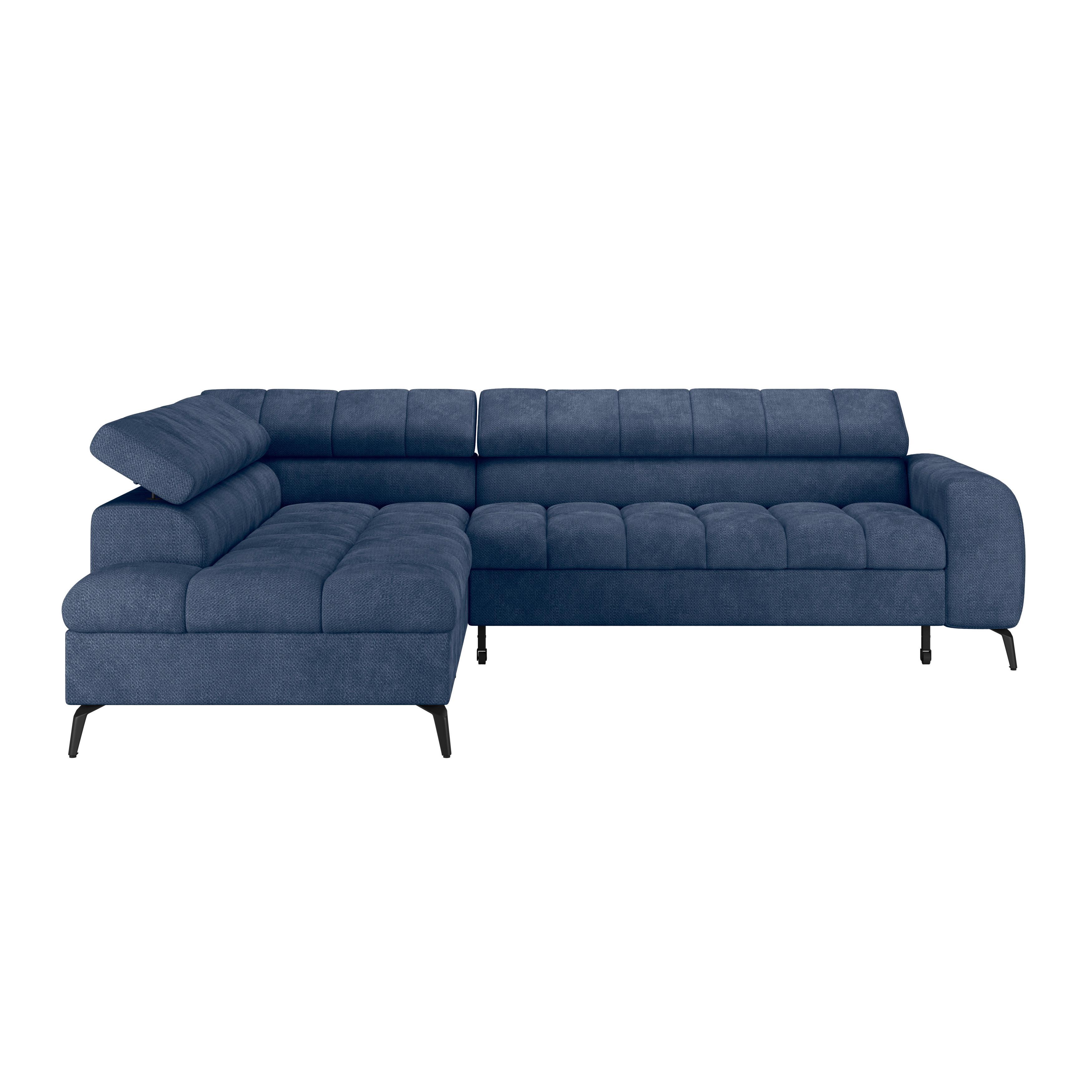 Ecksofa Volf Links New Blau, S: 203x261 cm - Blau/Schwarz, Trend, Kunststoff/Textil (203/261cm)