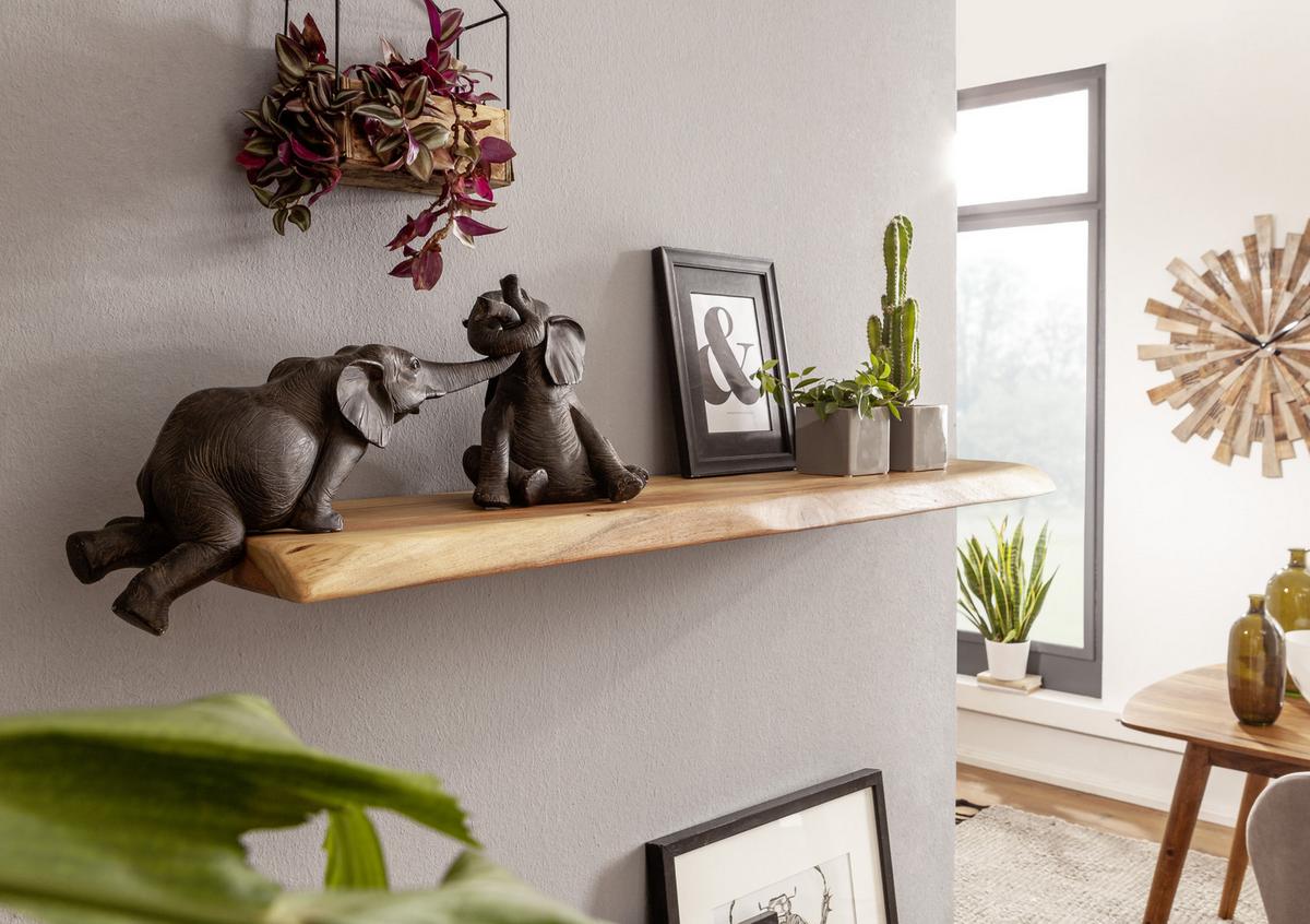 Wandregal Massiv B: 80 Cm Akaziefarben - Akaziefarben, MODERN, Holz (80/4/25cm) - MID.YOU