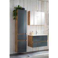 Badmöbel-Set 4-Tlg. inkl. LED Helsinki, Grau/Eiche - Eichefarben/Weiß, KONVENTIONELL, Glas/Holzwerkstoff (120cm) - Held