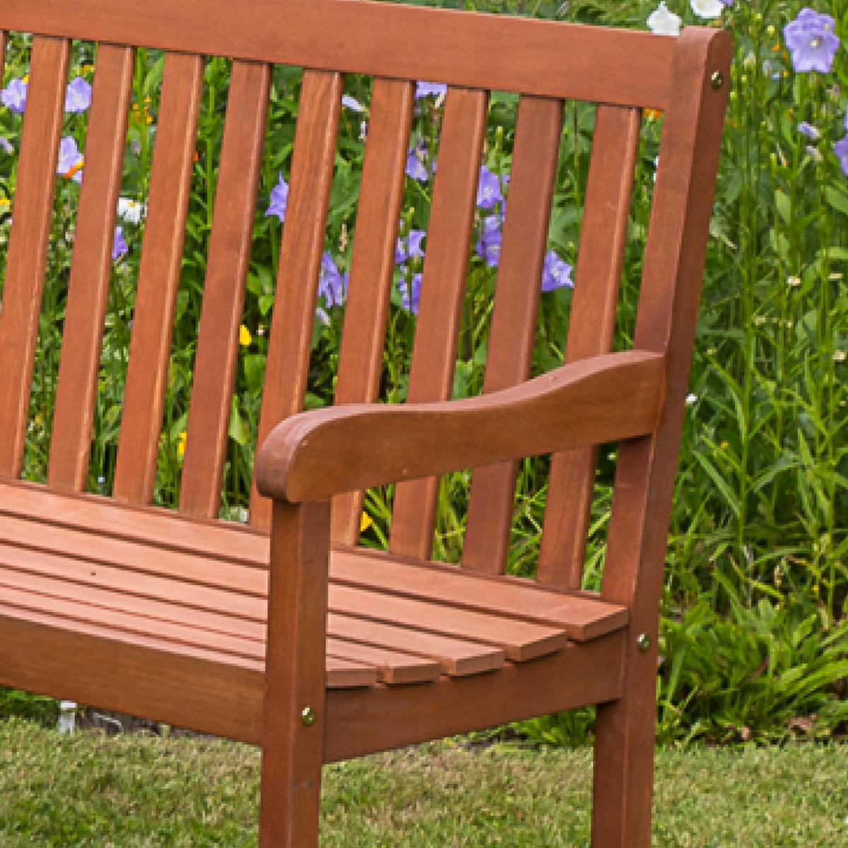 Gartenbank Echtholz 3-Sitzer Santos mit Rückenlehne - Naturfarben, Basics, Holz (157/89/58cm) - Gardenson